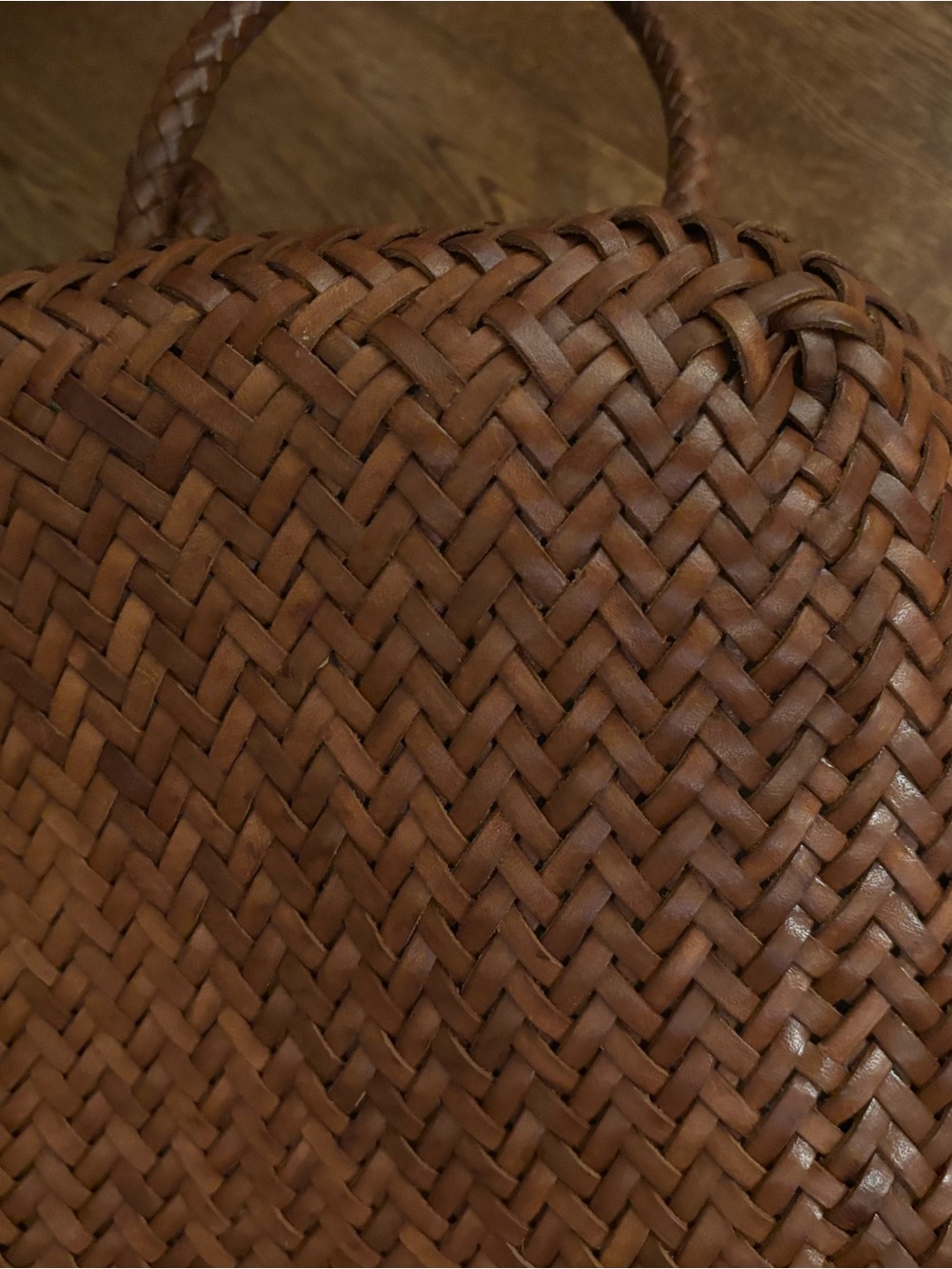 DRAGON DIFFUSION Woven Leather Tote Bag in Saddle Brown - Picture 15 of 15